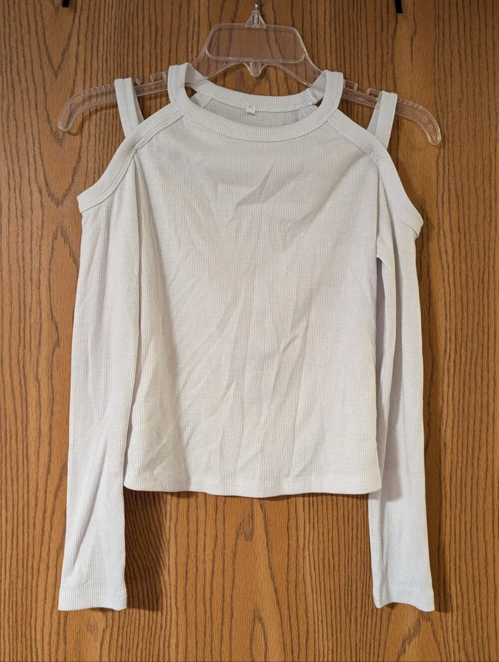 White Women's Cold-Shoulder Long Sleeve Top
